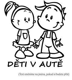 Deti v aute mená dievča a chlapec nálepka na auto