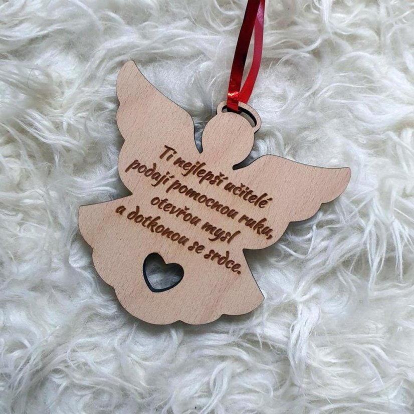 Andílek dřevěný pro učitelku, vychovatelku, s vlastním textem, 10 cm - Nápis na anděla: Nejlepší paní učitelka