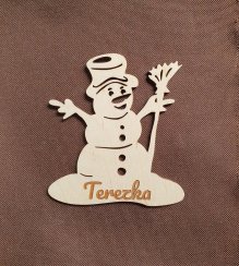 Vianočná dekorácia snehuliak s menom