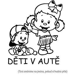 Dieťa v aute Dievča a chlapček samolepka na auto