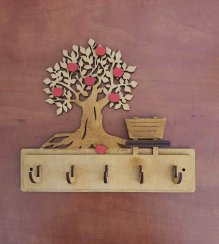Vešiak na kľúče, vešiak na uteráky Strom s lavičkou a jablkami