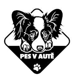 Pes v aute Papilon 2 nálepka na auto