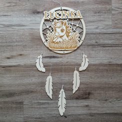 Lapač snů dřevěný se jménem Koníček