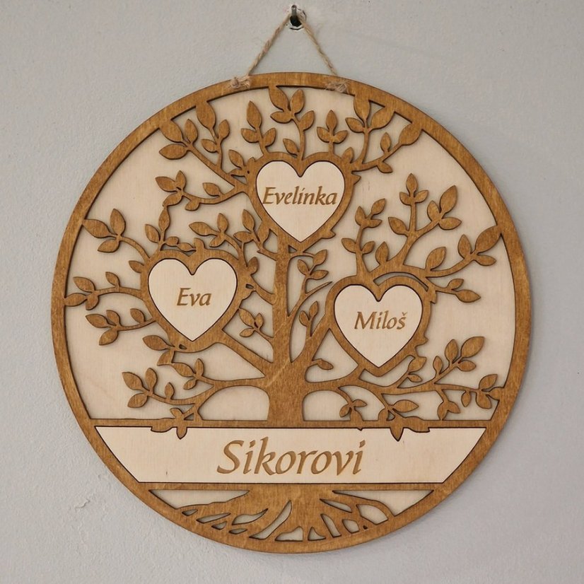 Strom života kulatý se jmény 2 až 9 jmen a nápisem