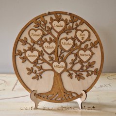 Strom života okrúhly s menami 2 až 9 men