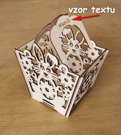 Košík dřevěný velikonoční se zajíčkem
