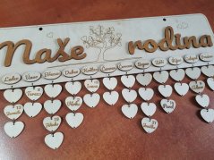 Rodinný kalendář Naše rodina se jmény členů rodiny