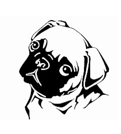 Mops v aute 1 nálepka na auto