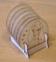 Podtácky so stojanom Baset s vlastným menom 6 ks