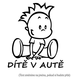 Dieťa v aute Chlapec sedí  samolepka na auto