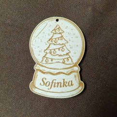 Vánoční dekorace Sněhová koule - Stromeček s vlastním  jménem nebo nápisem