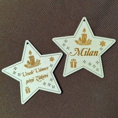 Vianočná dekorácia Hviezdička s vlastným menom alebo nápisom vzor 4