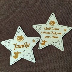 Vianočná dekorácia Hviezdička s vlastným menom alebo nápisom vzor 3