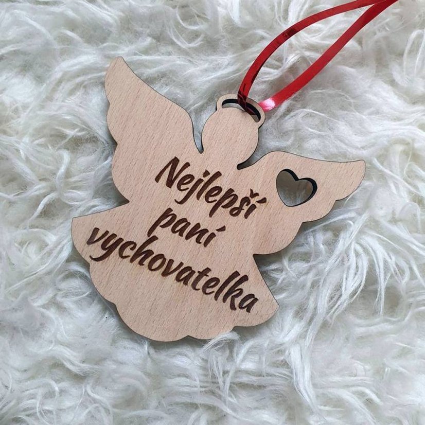 Andílek dřevěný pro učitelku, vychovatelku, s vlastním textem, 10 cm - Nápis na anděla: Nejlepší paní učitelka