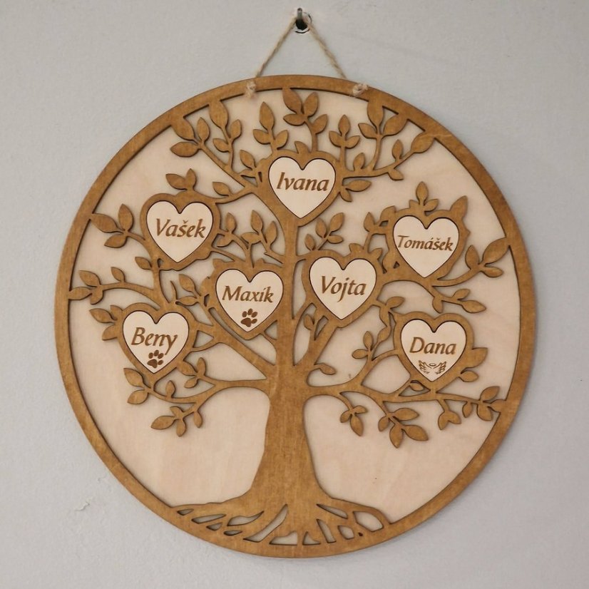 Strom života kulatý se jmény 2 až 9 jmen