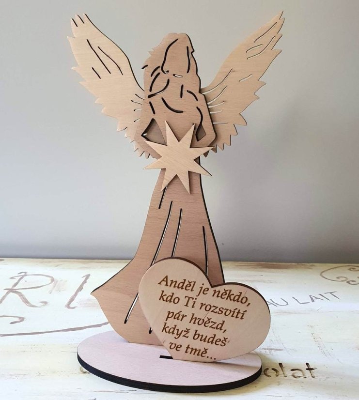 Anděl s citátem Anděl je někdo, kdo