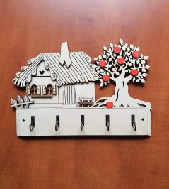 Věšák na klíče, věšák na utěrky Chaloupka se stromem a jablky