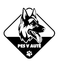Pes v aute samolepka na auto Vlčiak 2