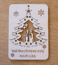 Vánoční přání s vyndávací ozdobou -stromeček se svíčkami