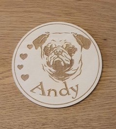 Podtácky so stojanom Pug s vlastným menom 6 ks