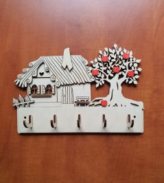 Věšák na klíče, věšák na utěrky Chaloupka se stromem a jablky