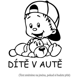 Dieťa v aute Chlapec s psíkom nálepka na auto
