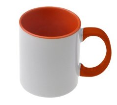 Hrnek s Vaší fotkou oranžový vnitřek a ucho