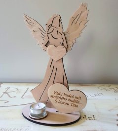 Svícen Anděl s citátem Vždy budeš mít strážného anděla Táta