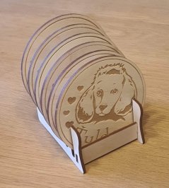 Podtácky so stojanom Pudel s vlastným menom 6 ks