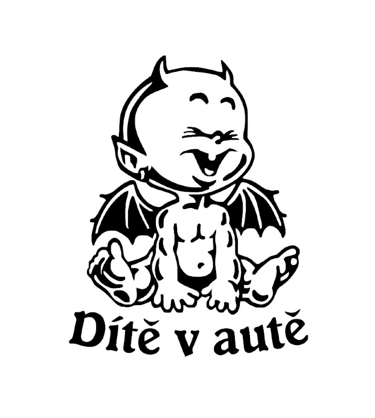 Dieťa v aute Diabolská nálepka na auto