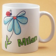 Keramický hrnek se jménem - zelené jméno vpředu i vzadu