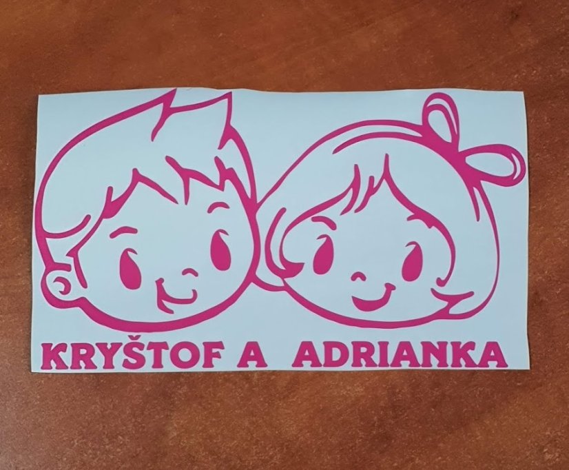 Dieťa v aute Chlapec a dievča nálepka na aute