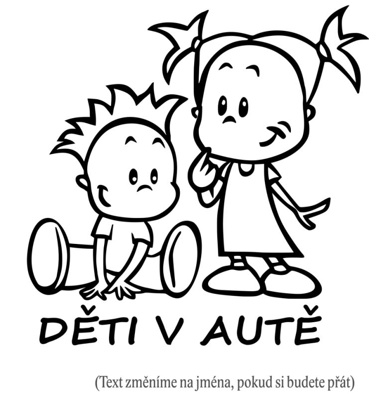 Deti v aute mená dievča a chlapec nálepka na auto 3