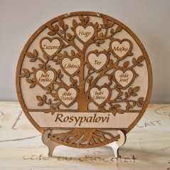 Strom života okrúhly s menami 2 až 9 men a nápisom