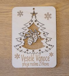 Vánoční přání s vyndávací ozdobou - stromeček se šiškami