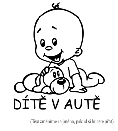 Dieťa v aute batoľa chlapček samolepka na auto