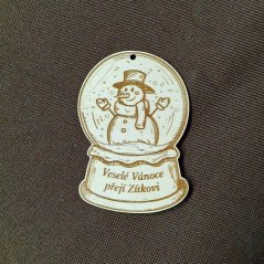 Vianočná dekorácia Snehová guľa - Snehuliak s vlastným menom alebo nápisom