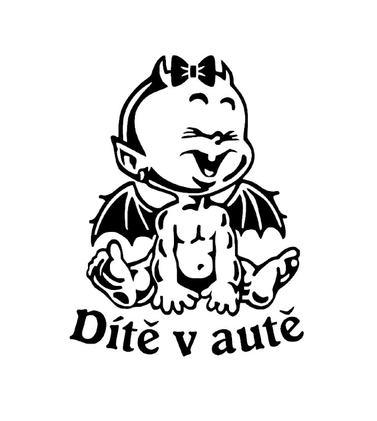 Dieťa v aute Čertica samolepka na auto