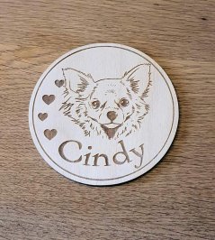 Podtácky so stojanom Čivava dlhosrstá s vlastným menom 6 ks