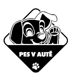 Pes v aute samolepka na auto