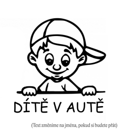 Dieťa v aute chlapec s čiapkou nálepka na auto