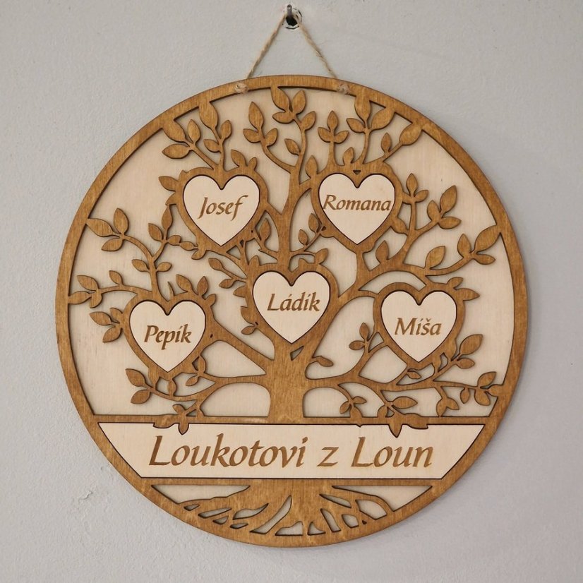 Strom života kulatý se jmény 2 až 9 jmen a nápisem