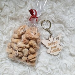 Balíček pro učitelku - Pražené kešu a přívěšek Anděl s vlastním textem