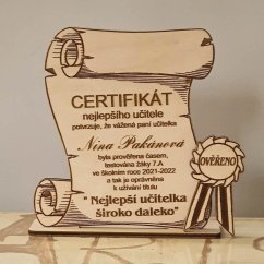 Certifikát pre učiteľku - vlastný text