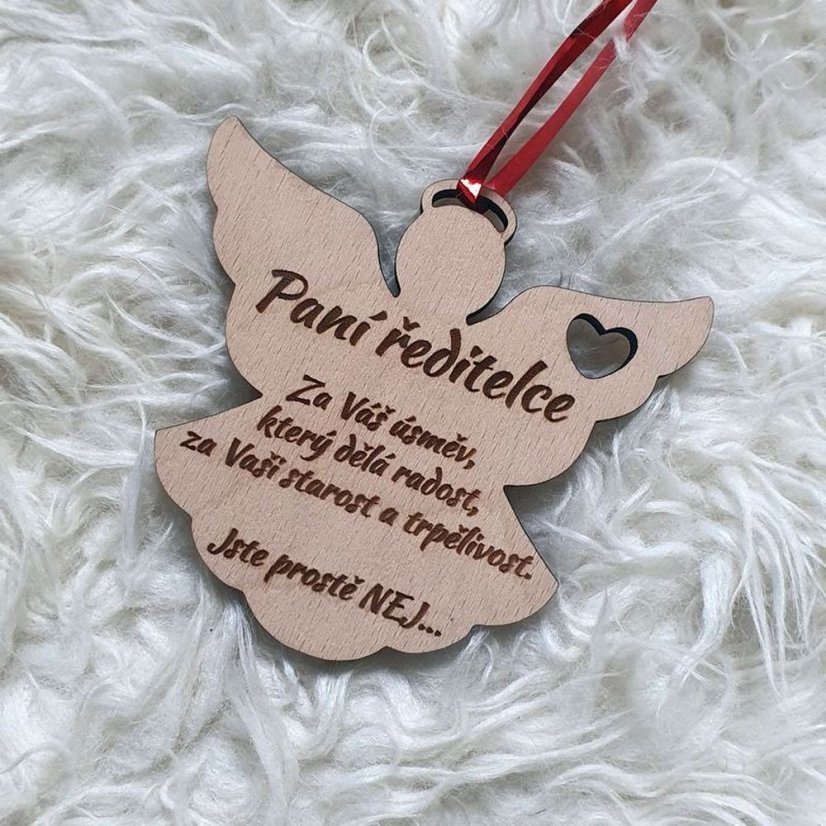 Andílek dřevěný pro učitelku, vychovatelku, s vlastním textem, 10 cm - Nápis na anděla: Nejlepší paní učitelka