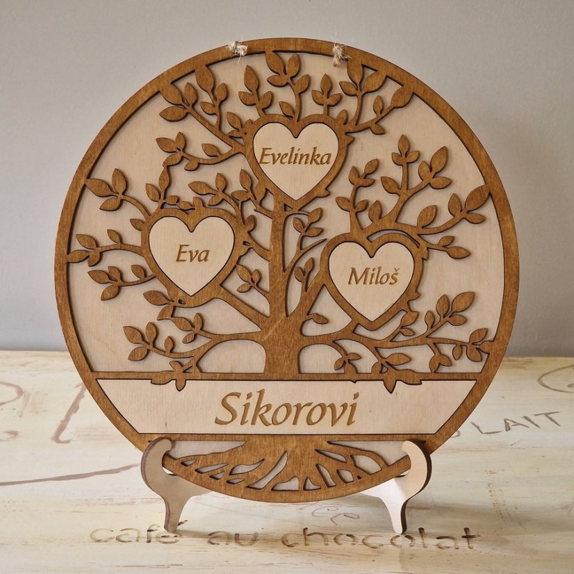 Strom života kulatý se jmény 2 až 9 jmen a nápisem