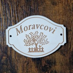 Drevená menovka na dvere, lakovaná Strom