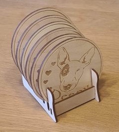 Podtácky so stojanom Bulterier s vlastným menom 6 ks