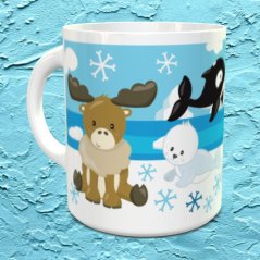 Hrnek se jménem Zvířátka na sněhu
