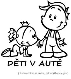 Dieťa v aute Chlapec a dievčatko samolepka na auto